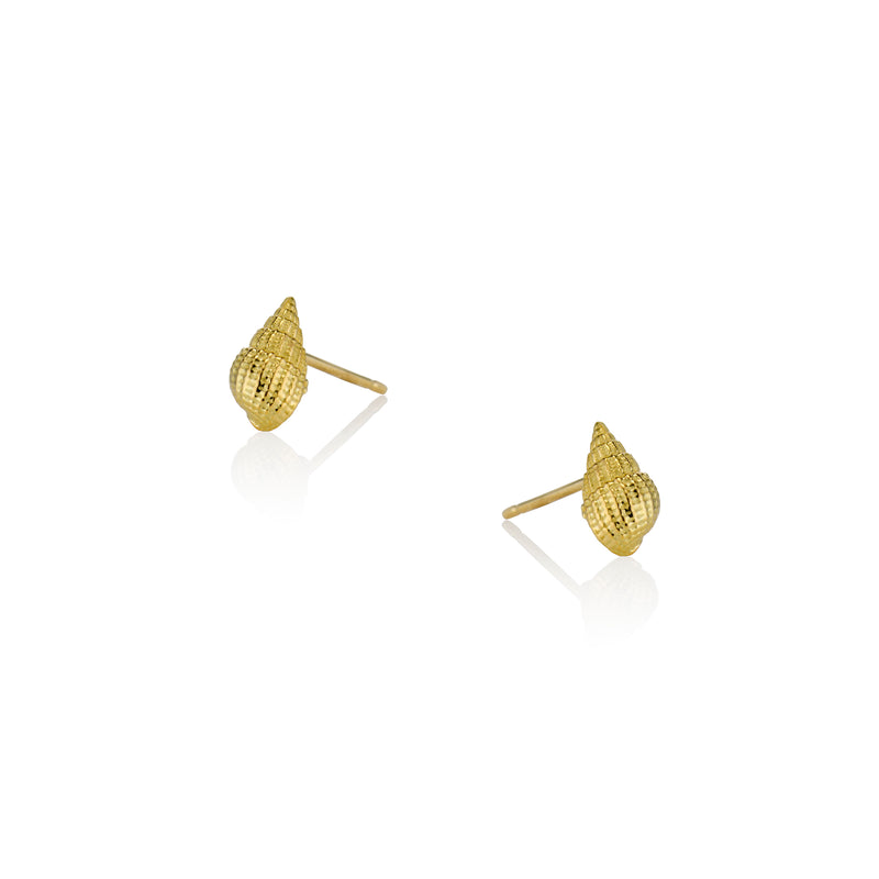 Small Spiral Shell Earrings 14k Yellow Gold