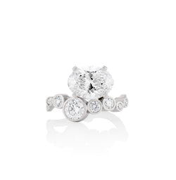 Oval diamond engagement ring, custom bridal, diamond eternity band, oval prong set diamond, 2.5 ct natural diamond, round diamond engagement ring, platinum , handcrafted fine jewelry, modern engagement ring 