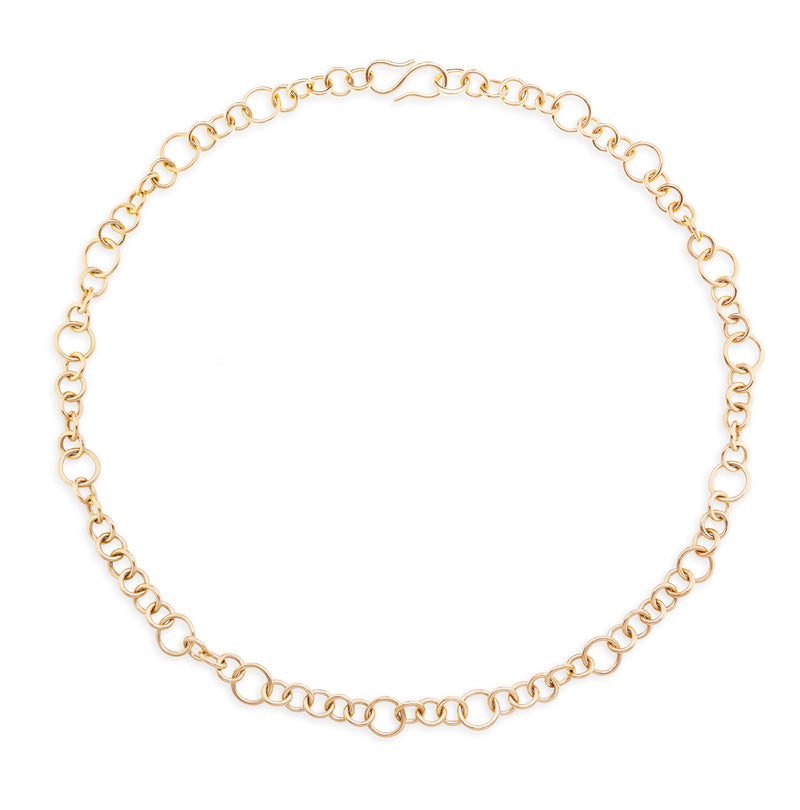 Large Handcrafted Circle Chain 18k Yellow Gold 20”