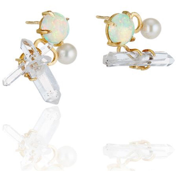 Best Colored Earrings Fine Jewelry studs opal quartz crystal Hand Crafted Couture bespoke custom Drop Earrings cuff earring pearl New York times New York Moda operandi kardashian pearls