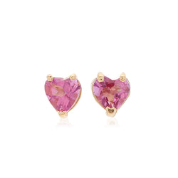 Tinsy Tiny Heart 18k Gold and Pink Topaz Earrings