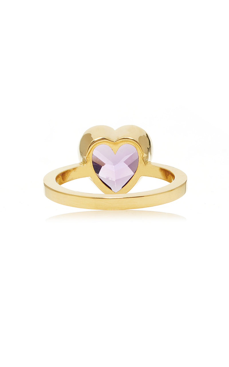 Large Amethyst Bezel Heart Ring