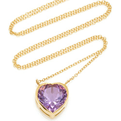 Amethyst Large Bezel Heart Necklace