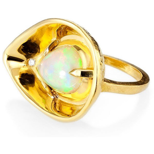 Best Fine Jewelry Colored Ring Ethiopian opal diamond petal 