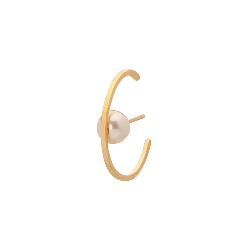 Orbit Ear Cuff Small White Pearl 18k Yellow Gold