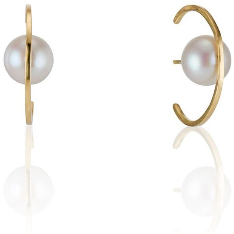 Orbit Ear Cuffs Medium White Pearl 18k Yellow Gold
