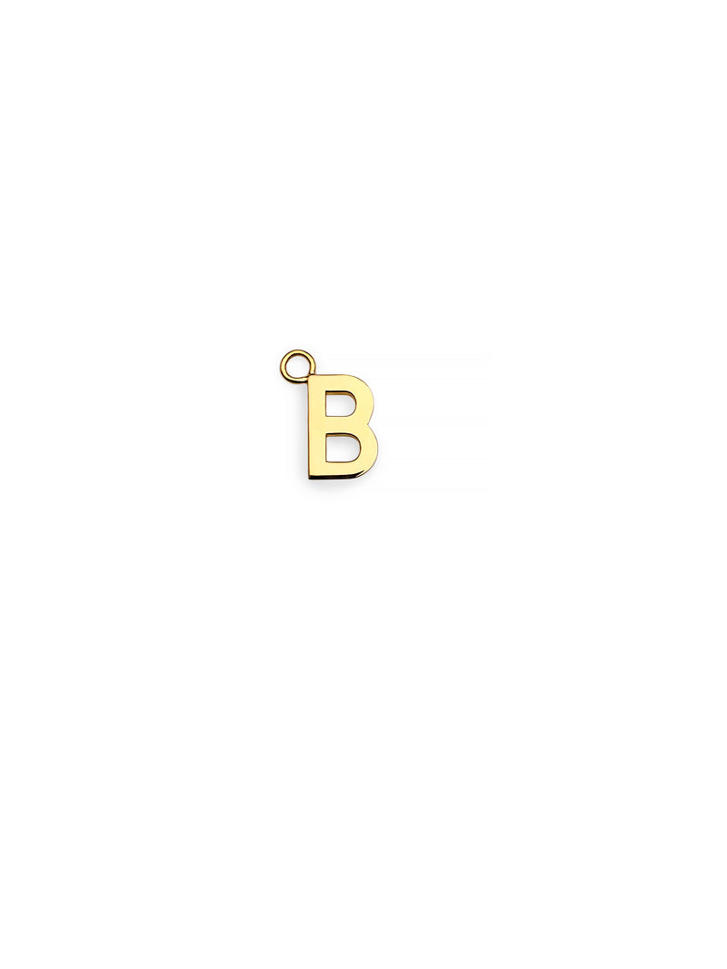 “B” Initial Charm 18k Yellow Gold