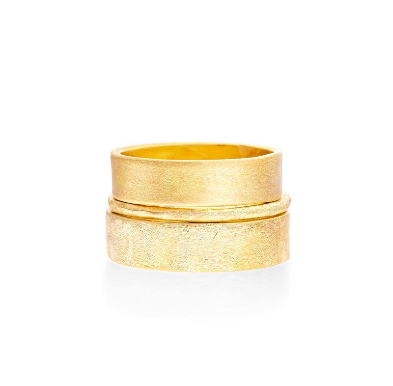 Textured Gold Ring Trio