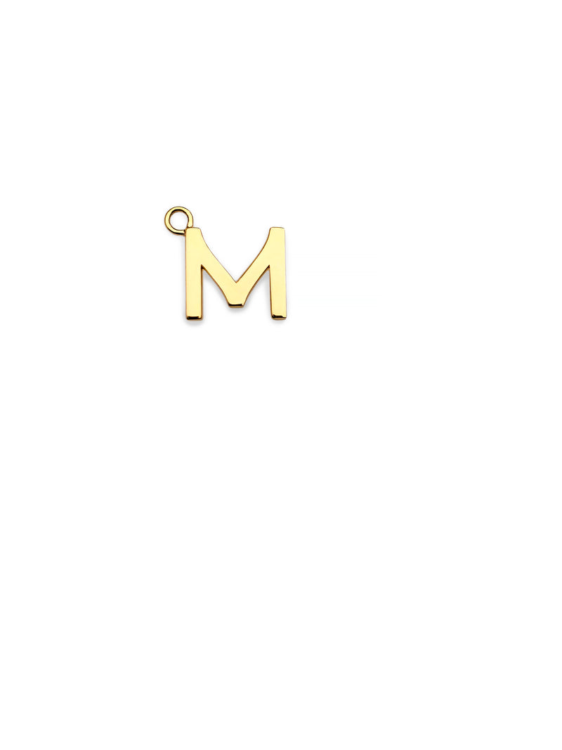 “M” Initial Charm 18k Yellow Gold