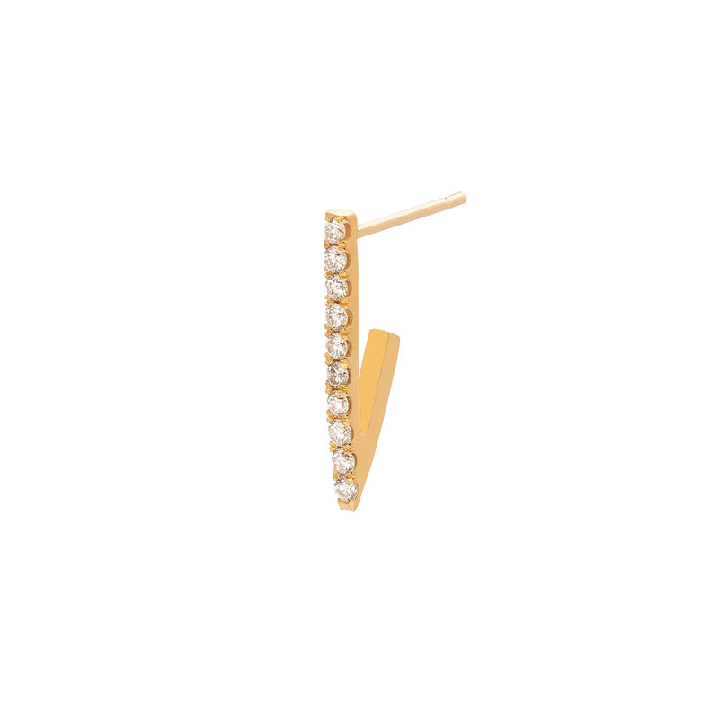 Triangle Pave Hoops White Diamond Pave 18k Yellow Gold
