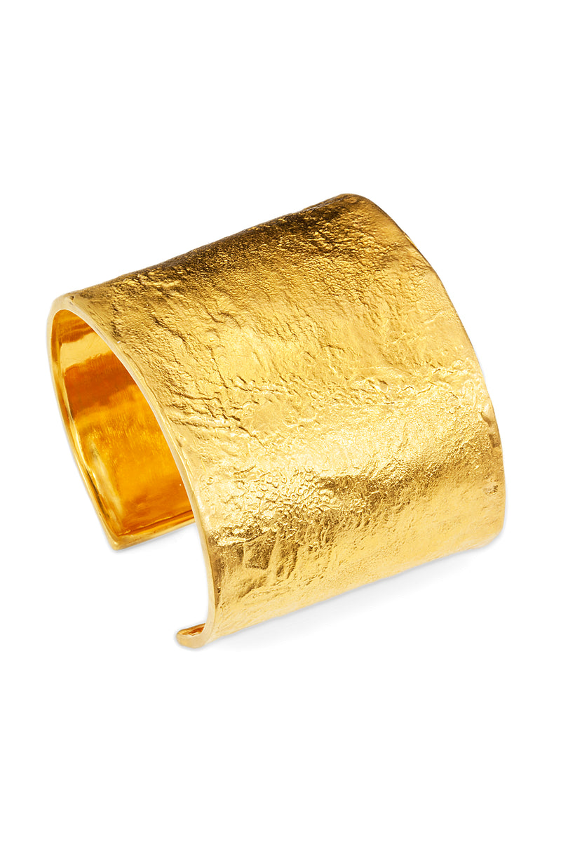 Textured Large Cuff Bracelet 18k Yellow Gold